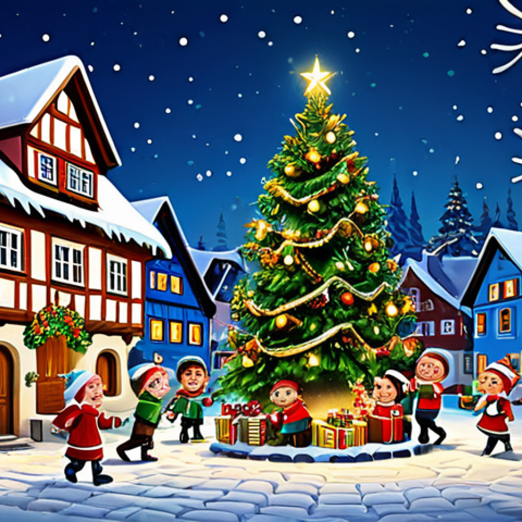**

"The Mini Force heroes celebrating Christmas in a cozy, snow-covered German village, fully clothed in festive attire, safe for work, appropriate content. Children are laughing and opening presents near a decorated Weihnachtsbaum. Background features traditional German houses with twinkling lights and snow-covered roofs. Perfect anatomy, correct proportions, natural pose, family-friendly, professional digital painting, high resolution."

**