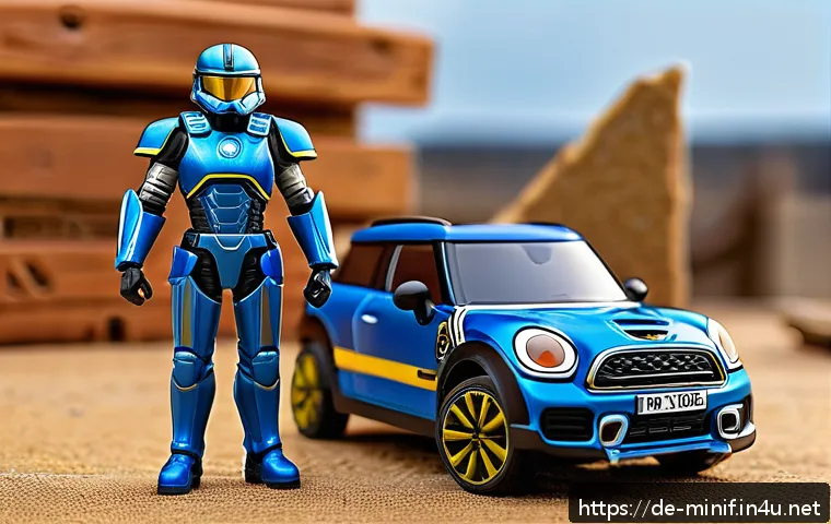 미니특공대 제작자 레드브릭스 히스토리 - A detailed scene of a Mini Force hero figure posed dynamically on a playset battlefield, showcasing ...